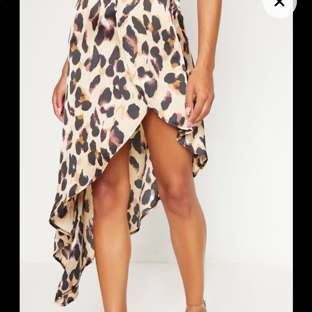Leopard Print Satin Asymmetric Skirt US size 4